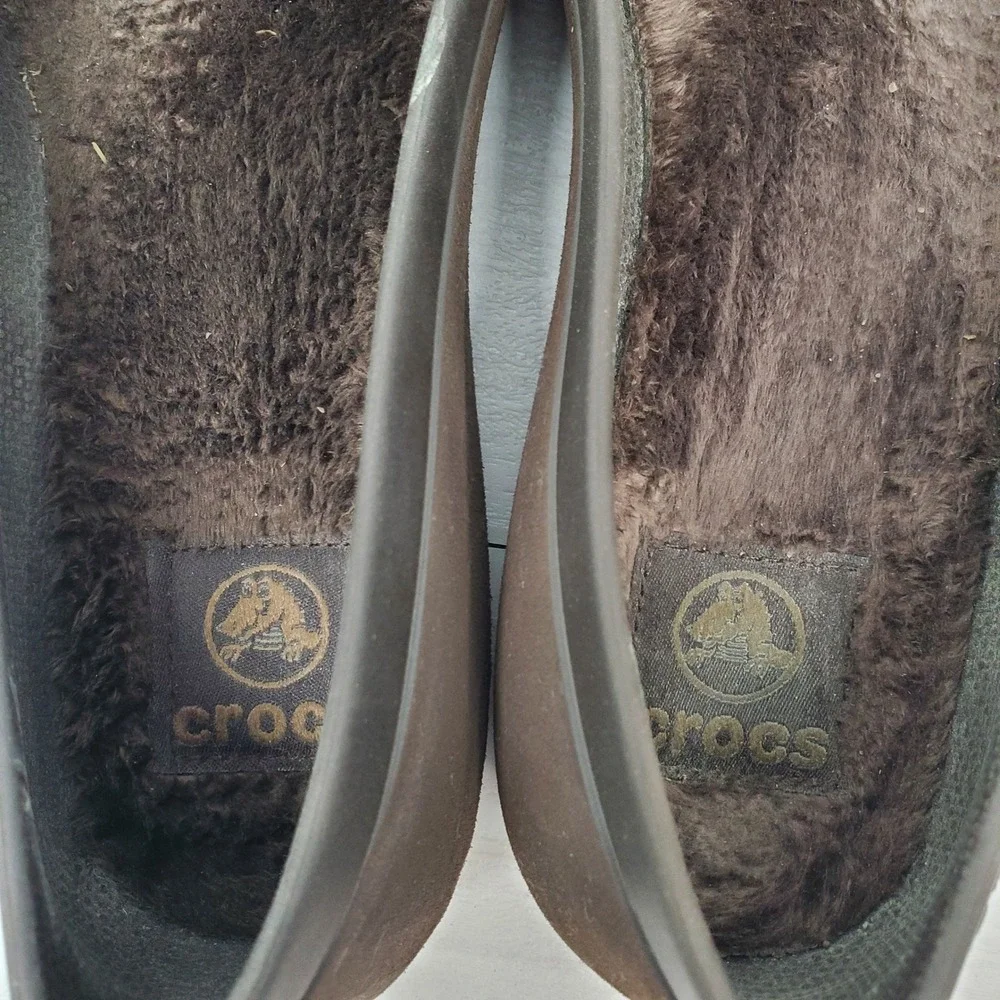 Crocs Women's Faux Fur Lined Ballet Flats Brown Comfort Shoes Size 7 W‎